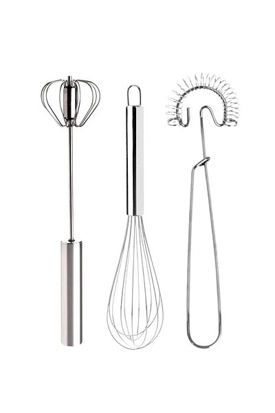 FBZhome Luxury Stainless Steel Whisk Set - Automatic, Wire and Spring Whisk Egg Cake Whisk