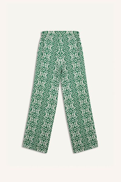 DeFacto Regular Fit Wide Loose Leg Patterned Palazzo Trousers D4631Ax25Sp