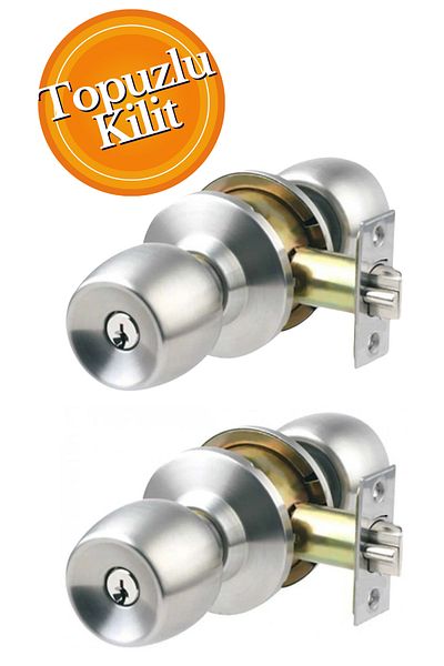 HOBİDABİ Knob Door Lock Handle 2 Pieces American Grey Satin Room Lock Handle Hotel Type