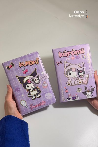 caps 2Pcs Kuromi Magnet Lock Notebook Set - A5 Size, Double Notebook Set