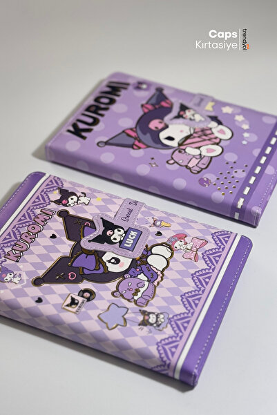 caps 2Pcs Kuromi Magnet Lock Notebook Set - A5 Size, Double Notebook Set