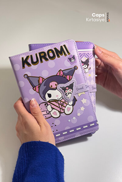 caps 2Pcs Kuromi Magnet Lock Notebook Set - A5 Size, Double Notebook Set