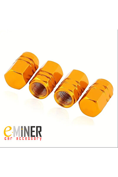 EMİNER 4 adet Gold Alüminyum Hexagon Sibop Kapağı Seti