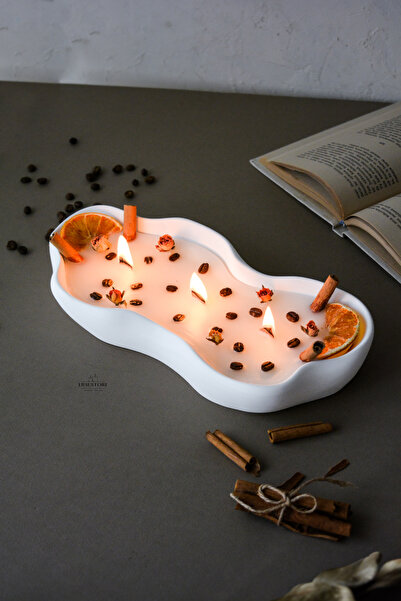 ersu store 30cm Büyük Boy Doğal Soya Wax Dekoratif Hediyelik Kokulu Ahşap Fit...