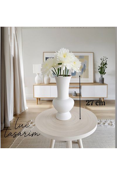 Lui Tasarım Special Design Glass Matte White Lidya Vase 27 cm