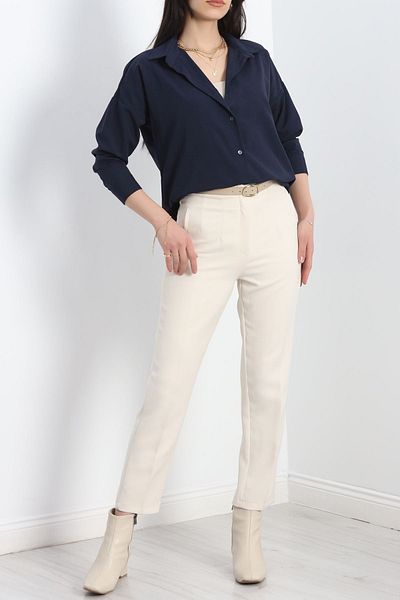 AKSU Navy Blue Tericotone Shirt - Side Stitching Drawstring - 50008.1775
