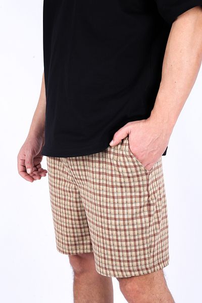Karan Wear Men's Brown Plaid Patterned Casual Shorts