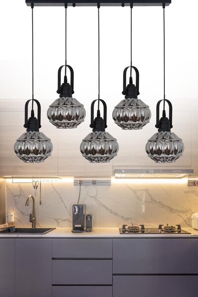 Taşcan Aydınlatma Narin 5 Li Siyah Kutulu Sarkıt Avize Yatak Odası Mutfak Salon Avize