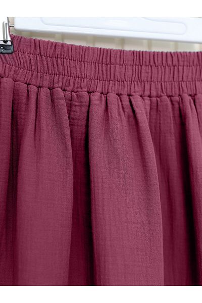 Modamorfo Fusta de muselina burgundy - tesatura din bucati, talie elastica