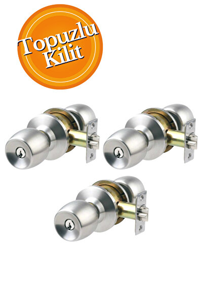 HOBİDABİ A Kalite Topuzlu Kapı Kilidi Kolu Amerikan Gri Saten Oda Kilitli Kol Otel Tipi 3 Adet