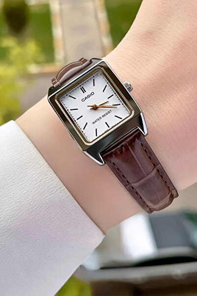 Casio Case Silver Cord Brown Women's Wristwatch