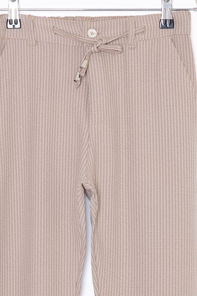 Cansın Mini Coffee Waist Lace-Up Double Leg Boy Jogger Pants 20042