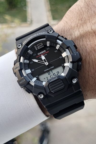 Casio Numerals Silver Cord Black Color Analog Digital Men's Wrist Watch