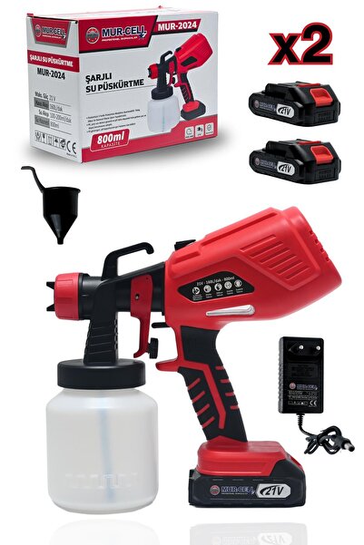 Mur-Cell 21v Çift Akülü Yüksek Basınçlı Püskürtme Boya Tabancası Şarjlı Ilaçlama & Boya Makinesi