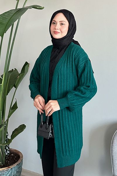 InStyle Σμαραγδένια πράσινη βελούδινη πλεκτή ζακέτα