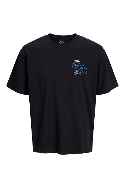 Jack & Jones Ανδρικό μαύρο μπλουζάκι Jack Jones - Jorcompact, Crew Neck, TG - 12275397 -02