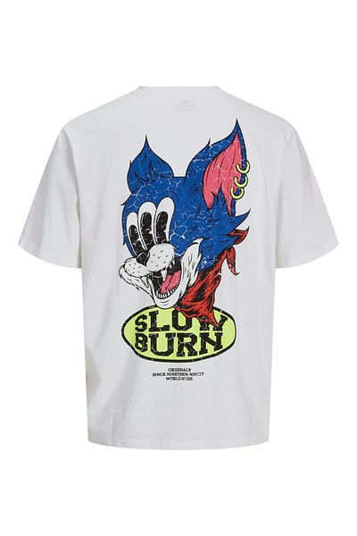 Jack & Jones Ανδρικό μπλουζάκι Jack Jones White Slow Burn - Λαιμόκοψη, Μοντέλο Ss, 12275397 -01