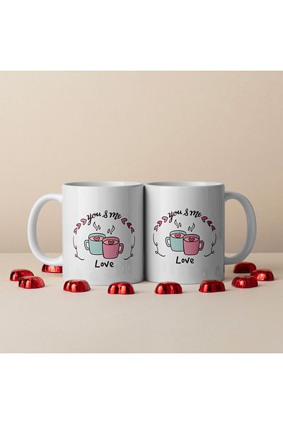 Hediyesepeti طقم كوب من قطعتين من You & Me