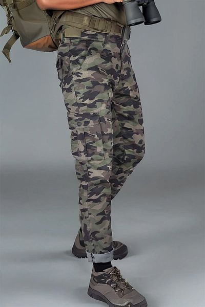 modacix Military Men's Camouflage Straight Leg Trousers - Lycra - Zip-Up - Multi Pockets