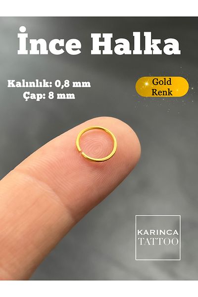 Karınca Piercing Gold Color - Surgical Steel Ring and Ear Nose Prolong Nostril Septum Piercing