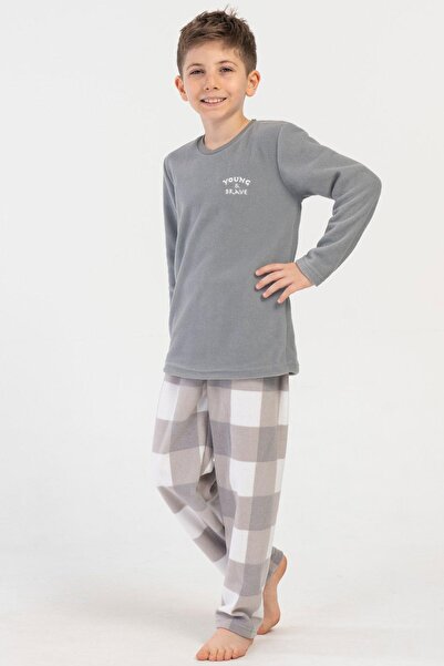 VİENETTA Erkek Çocuk Polar Uzun Kol Füme Pijama Takım