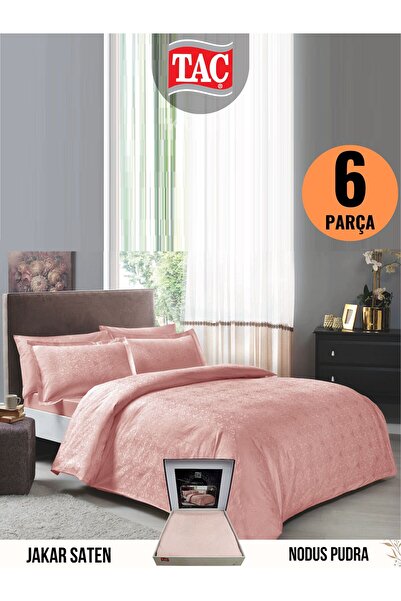 Taç NODUS PUDRA Elegance jakar Saten Cift kişilik Nevresim Takımı