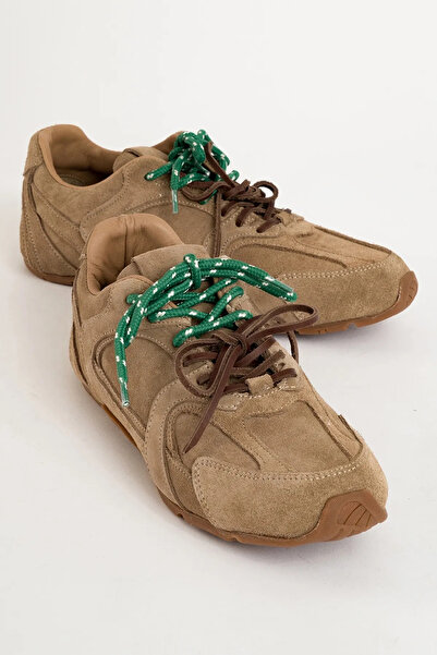 Giydim Gidiyor New Me Süet Spor Ayakkabı Bej