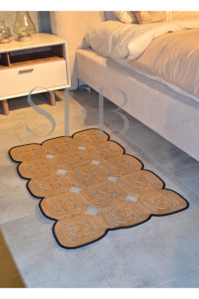 SFB Home Textile Jüt Dik Dörtken 60 X 100 Cm Kilim, Paspas, Halısı, Mutfak Ba...