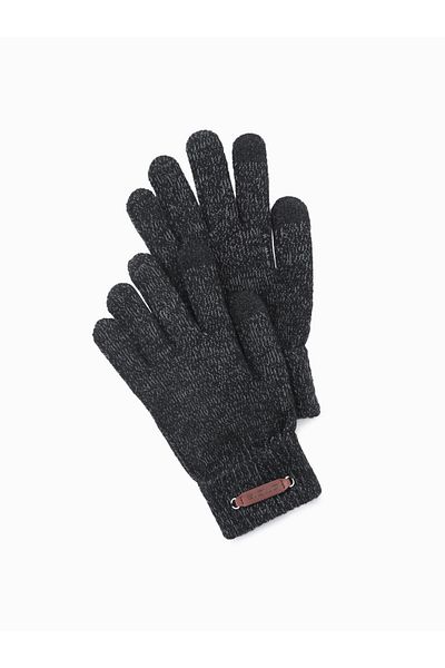 OMBRE Herren Strickhandschuhe mit Wolle - schwarz melange V1 OM-ACGL-0110 Einheitsgröße