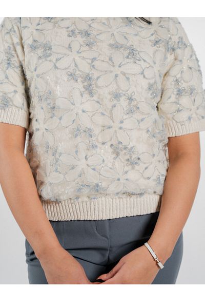 ZARİFSTORE Wool blouse with organza rose detail