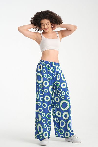 Rodi Pantaloni drapați din viscoză cu model rotund pentru femei 1082