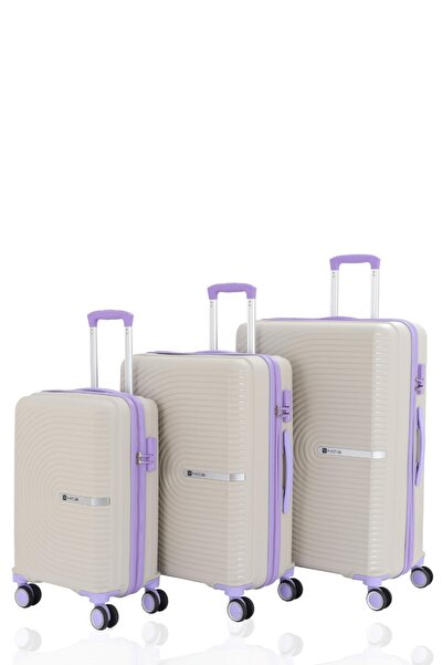 MÇS V374 SU MODEL POLIPROPILEN KASA 3'LÜ SET VALİZ (BÜYÜK+ORTA+KABİN)