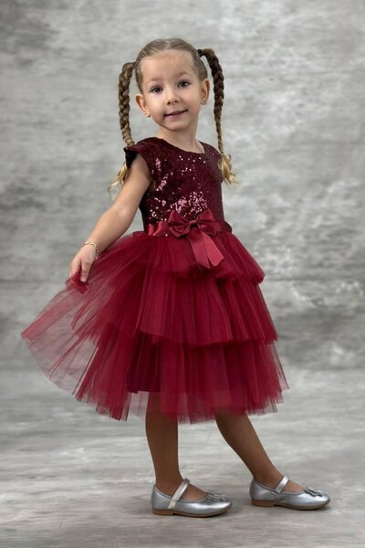 Tarz Çocuk Tutu Skirt Sequin Sequin Girl's Party Dress