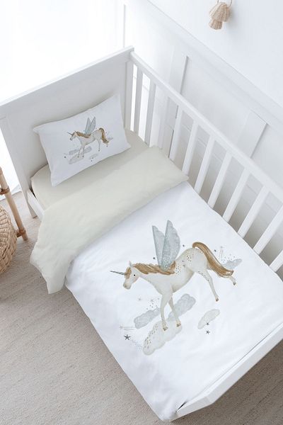 Tuğba Kuğu Royal Series Baby Duvet Cover Set - Flying Unicorn (100X150)