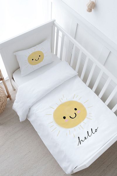 Tuğba Kuğu Baby Size Duvet Cover Set (100X150) - Pure Baby Series - Smiling Sun