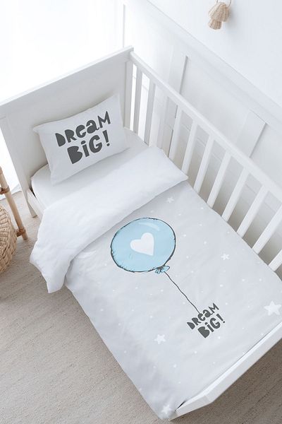 Tuğba Kuğu Blue Pure Baby Series - Heart Balloon Duvet Cover Set (100X150)