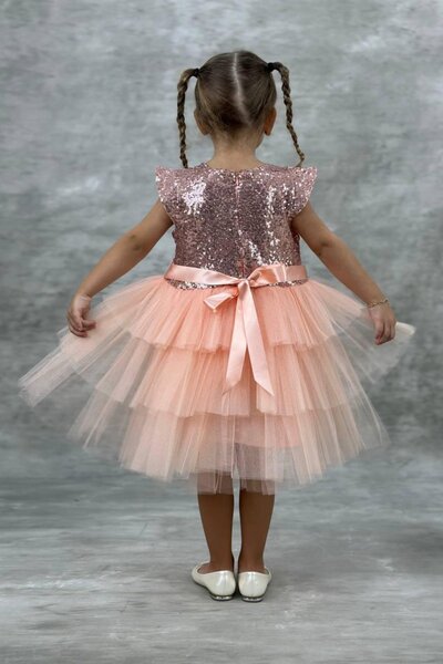 Tarz Çocuk Tutu Skirt Sequin Sequin Girl's Party Dress