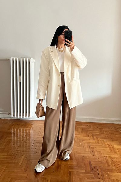 Seda Yalçın Atelier Camel Wide Leg Palazzo Trousers