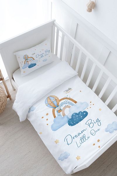 Tuğba Kuğu Blue Clouds and Balloon Patterned Baby Duvet Cover Set - Iconic Series (100X150)
