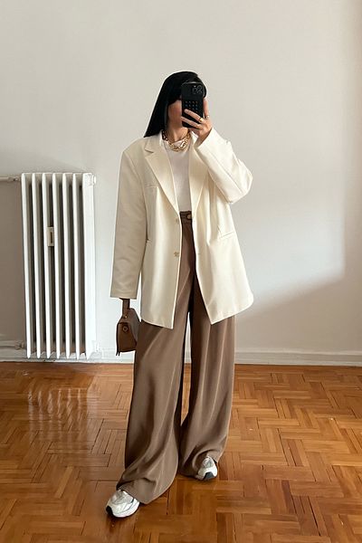 Seda Yalçın Atelier Camel Wide Leg Palazzo Trousers