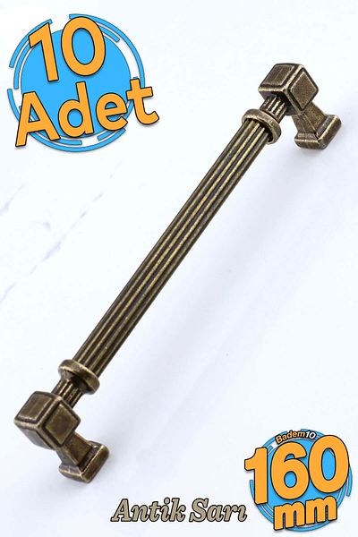 Badem10 10 buc. Talas 160 mm metal mobilier galben antic sertar bucătărie dulap dulap mâner mâner