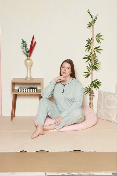 Pyjama Familya Women's Plus Size Thin Long Sleeve Pajama Set