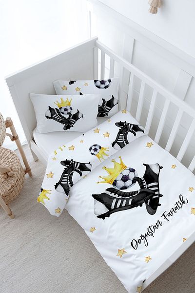 Tuğba Kuğu Baby Size Duvet Cover Set (100X150) - for Baby Series - Black - White
