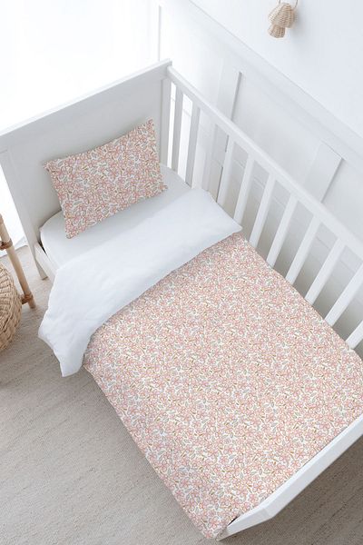 Tuğba Kuğu Iconic Series - Pink Sunflower Patterned Baby Duvet Cover Set (100X150)