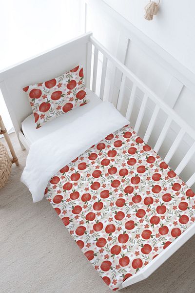 Tuğba Kuğu Baby Size Duvet Cover Set (100X150) - Iconic Series - Red Apples
