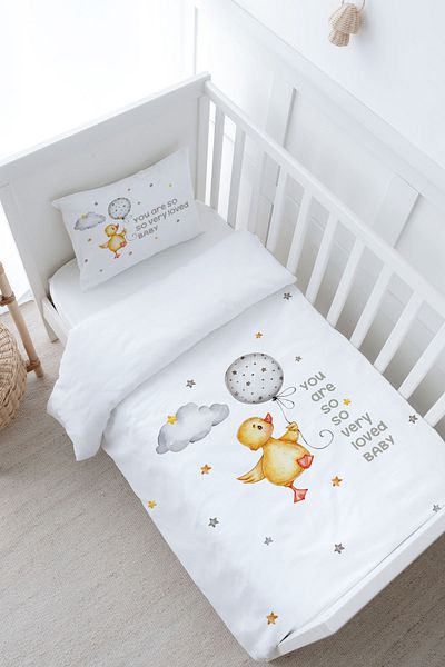 Tuğba Kuğu Baby Size Duvet Cover Set (100X150) - Pure Baby Series - Cute Duck