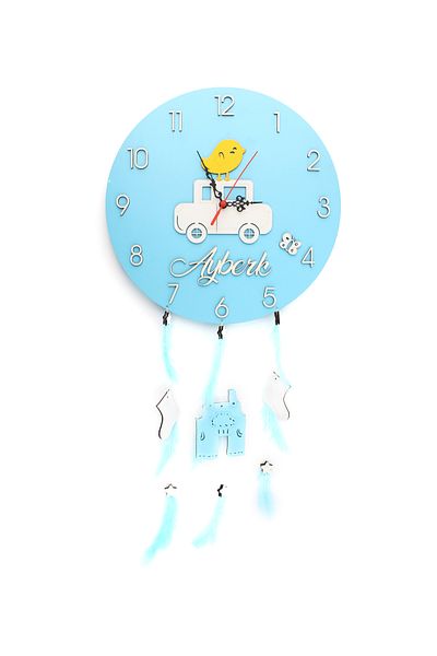 Lora Wedding 35cm Children and Baby Room Wooden Wall Clock with Relief Figures