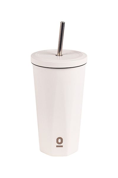 Espressolab Stainless Steel White Thermos Mug with Straw 500 ml No:81