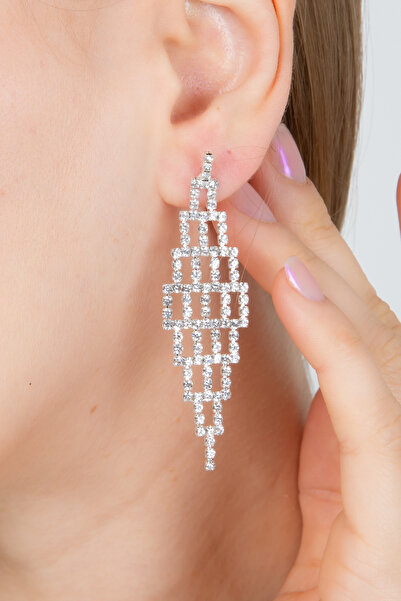 Furtek Aksesuar Women's Tiny Stone Diamond Patterned Zircon Stone Dangle Earr...