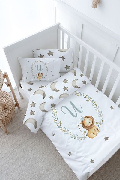 Tuğba Kuğu Little Lion Series Baby Duvet Cover Set - 100X150 Letter U